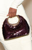 Chocolate Sequin Grab Handle Clutch Bag