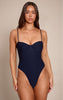 Navy Woven Stretch Strappy Bodysuit