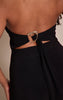 Shape Black Halter Neck Tie Back Gold Trim Cowl Maxi Dress