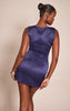 Navy Blue Satin Boat Mini Dress