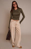 Olive Soft Touch Ruched Front Detail Long Sleeve Top