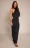 Black Hotfix Halterneck Backless Maxi Dress