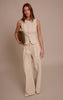 Sand Cord Tailored Tie Detail Wide Leg Pants