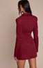 Burgundy Tailored Button Up Pocket Detail Mini Dress