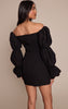 Black Puff Sleeve Bardot Bodycon Dress