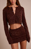 Dark Brown Lace Mid Rise Mini Skirt