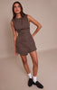 Chocolate Button Down Detail Asymmetric Hem Shift Dress