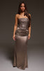 Taupe Sequin Asymmetric Maxi Dress
