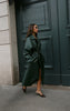 Forest Green Faux Leather Maxi Trench Coat