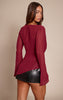 Wine Chiffon Cowl Plunge Blouse