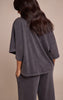 Petite Charcoal Acid Wash Oversized Boxy Tshirt
