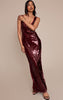 Wine Sequin Scoop Neck Sleeveless Maxi Dress