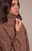 Chocolate PU Collar Twill Oversized Trucker Jacket