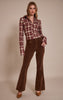 Chocolate Faux Suede Flared Pants