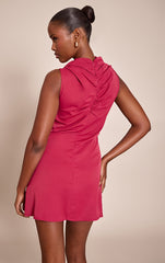 Burgundy Trim Shift Mini Dress