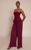 Plum Woven Bandeau Plisse Leg Jumpsuit