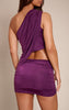 Plum Hotfix Slinky Ruched Side Mini Skirt