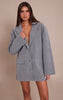 Powder Blue Faux Suede Structured Blazer Dress