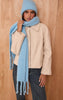 Powder Blue Chunky Knit Tassel Detail Scarf