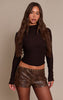 Brown Faux Leather Studded Hot Pants