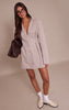 Taupe Wool Look Tailored Blazer Dress