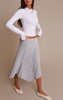 Grey Marl Jersey Hanky Hem Midi Skirt