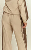 Stone Shell Contrast Stripe Wide Leg Track Pants