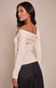 Tall Cream Long Sleeve Asymmetric Shoulder Knitted Top