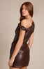 Chocolate Asymmetric Off The Shoulder Mini Dress