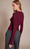 Wine Soft Rib Crew Neck Long Sleeve Top