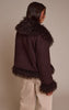 Dark Chocolate Faux Suede Trim Detail Coat