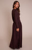 Chocolate Double Layer Jersey Dropped Waist Long Sleeve Maxi Dress