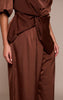 Plus Chocolate Satin Wide Leg Pants