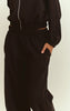 Black Interlock Contrast Piping Wide Leg Sweatpants
