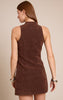 Chocolate Faux Suede Zip Up Mini Dress