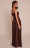 Chocolate Faux Suede Bandeau Dropped Waist Maxi Dress