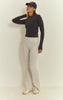 Navy Melange Soft Cotton Long Sleeve Top