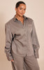 Shape Grey Pinstripe Cinched Waist Shirt