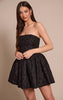 Black Jacquard Bandeau Lace Up Back Shift Dress