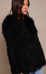 Black Mongolian Faux Fur Vest