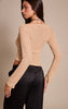Tan Onion Skin Rib Boatneck Flare Sleeve Top