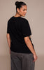 Plus Black Trim Detail Asymmetric Hem T Shirt