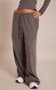 Petite Dark Green Striped Soft Fleece Straight Leg Sweatpants