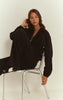 Black Interlock Contrast Piping Bomber Sweatshirt
