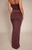 Chocolate Matte Sculpt V Bar Ruched Maxi Skirt