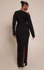 PLT Label Black Asymmetric Batwing Sleeved Cinched Waist Maxi Dress