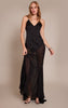 Black Satin Contrast V Neck Maxi Dress