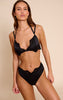 Black Satin Lace Detail Bra & Panties Set