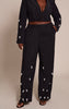 Plus Black Woven Embellished High Waist Wide Leg Pant
