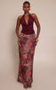 Brown Abstract Animal Print Chiffon Maxi Skirt